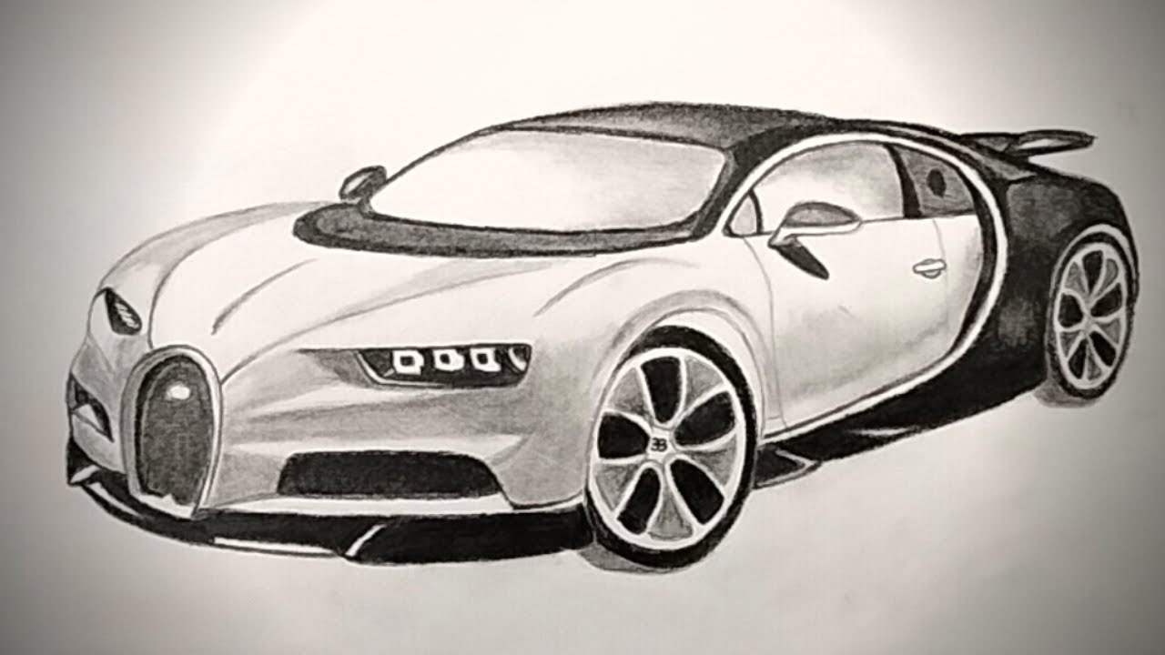 How to draw realistic Bugatti Chiron (pencil sketch). Part - 1.  Neffex greatful remix.
