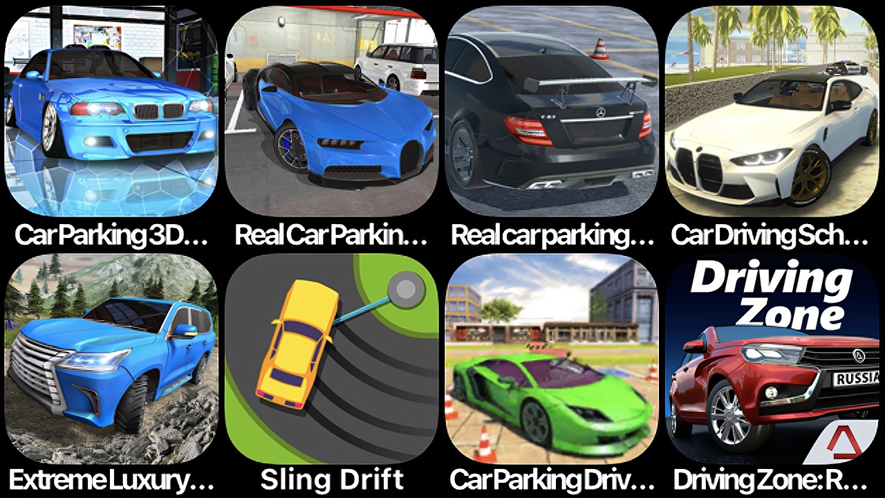 Car Parking 3D, Real Car Parking, Real Parking 2, Car Driving School, Extreme Luxury Parking