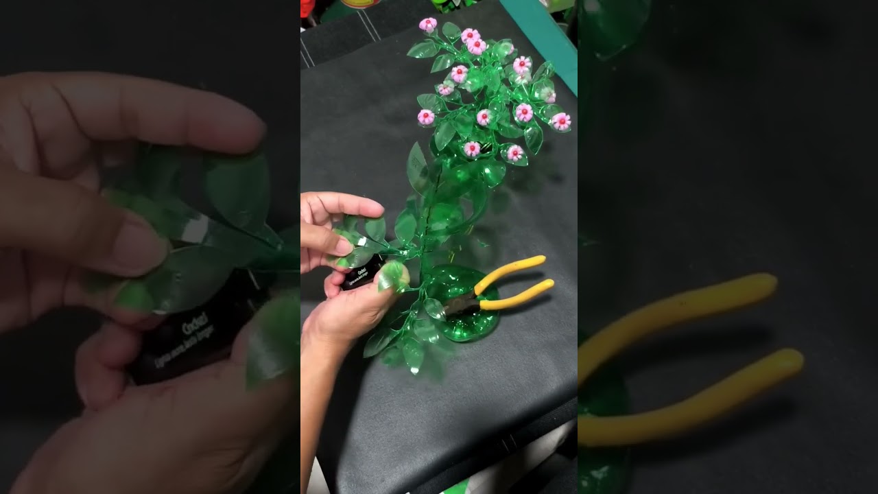 Round flower bonsai diy plastic bottle and drinking straw best out of waste 