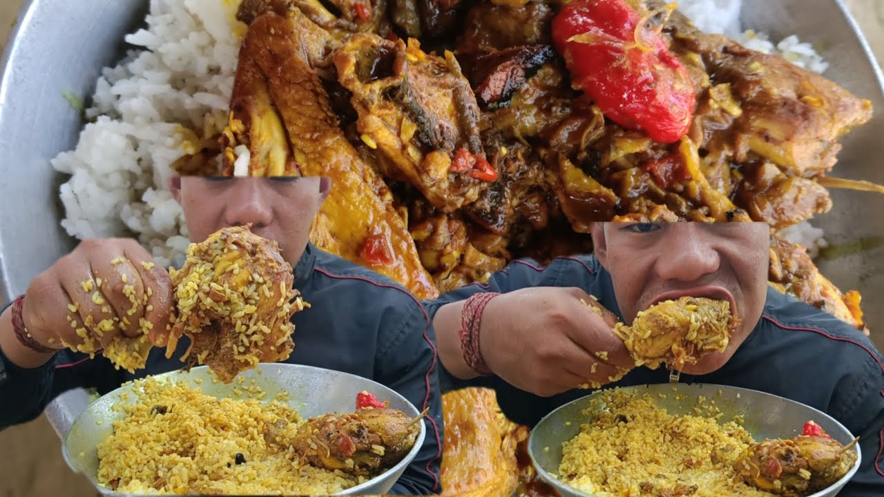 MUKBANG  CHICKEN 🍗 LEG PIECE  n chicken wings. Curry 🤤 N kina chilli 🥵🌶️ very delicious 🤤#mukbang 