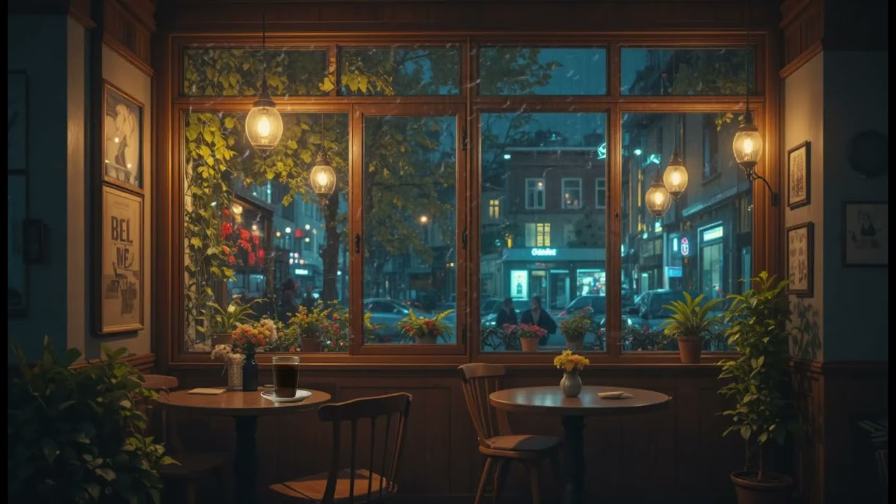 Late Night Cafe Rain ASMR | Watching Rain Through the Window ☕🌙