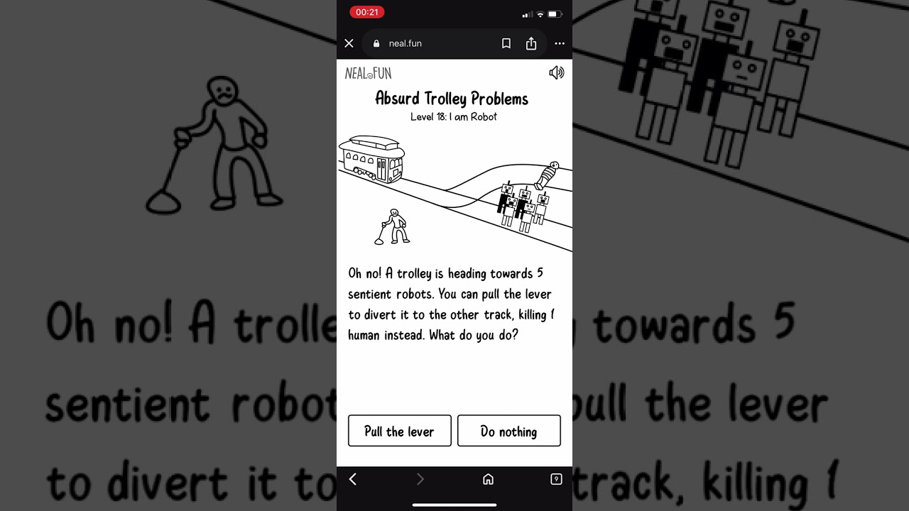 3 mins on Neal.fun Absurd trolley problems