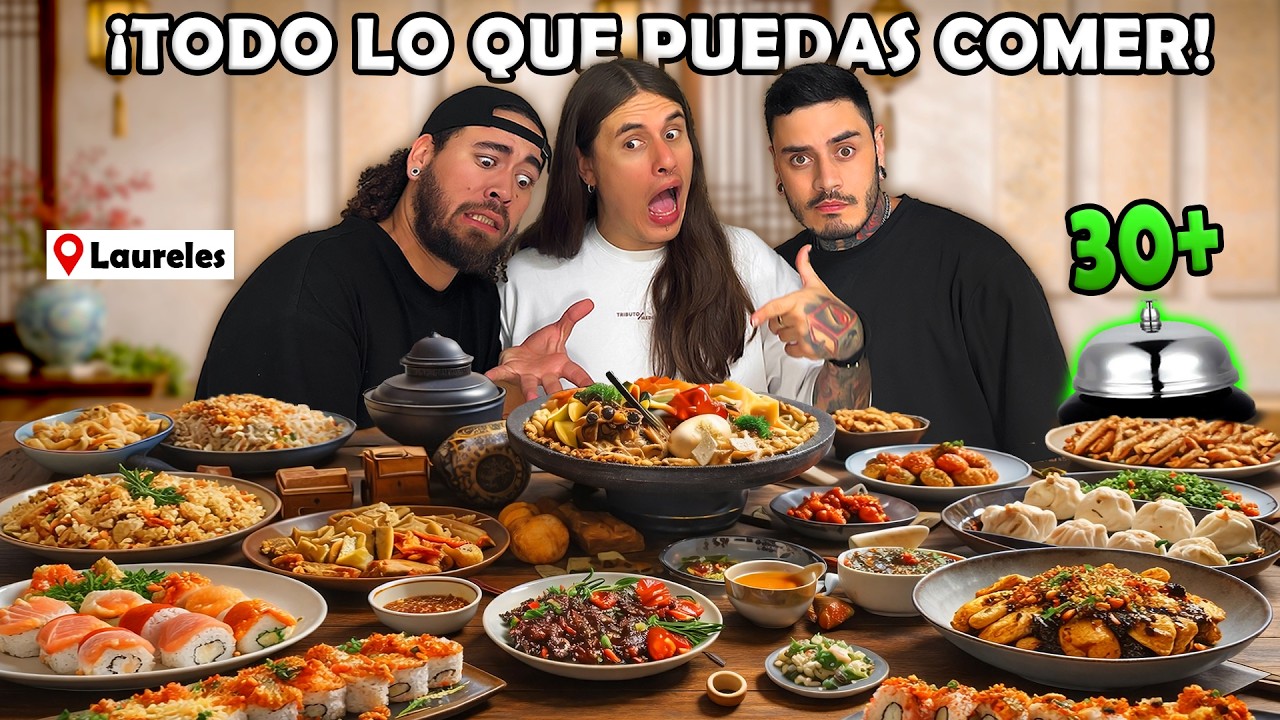 2 HORAS SIN LÍMITES en un BUFFET ASIÁTICO 🍜🍥 !CASI NOS ECHAN!