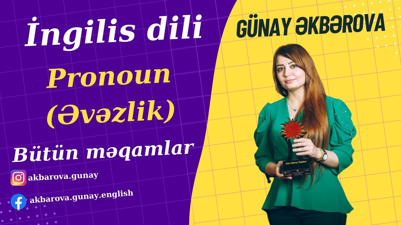 İngilis dili Pronoun (ƏvəzliK). Günay Əkbərova. Abituriyent, Magistratura, Doktorantura