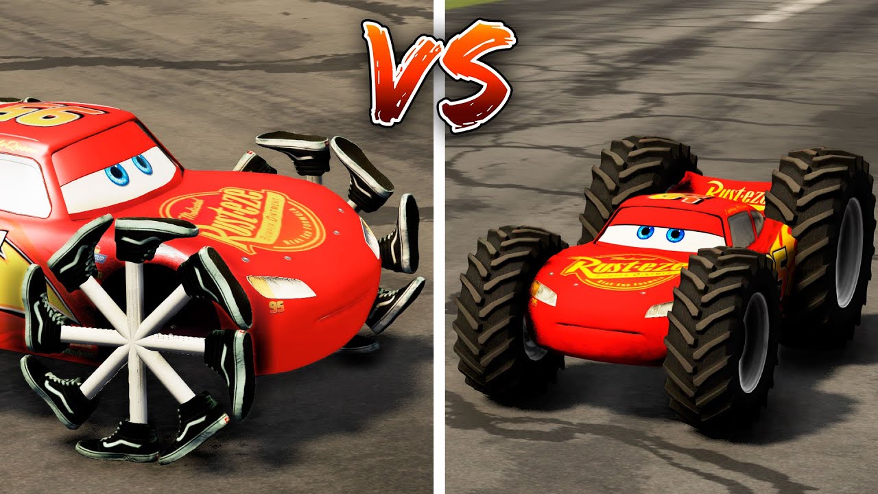 Lightning Mcqueen with Shoes Wheels VS Lightning Mcqueen with Tractor Wheels - which is best?