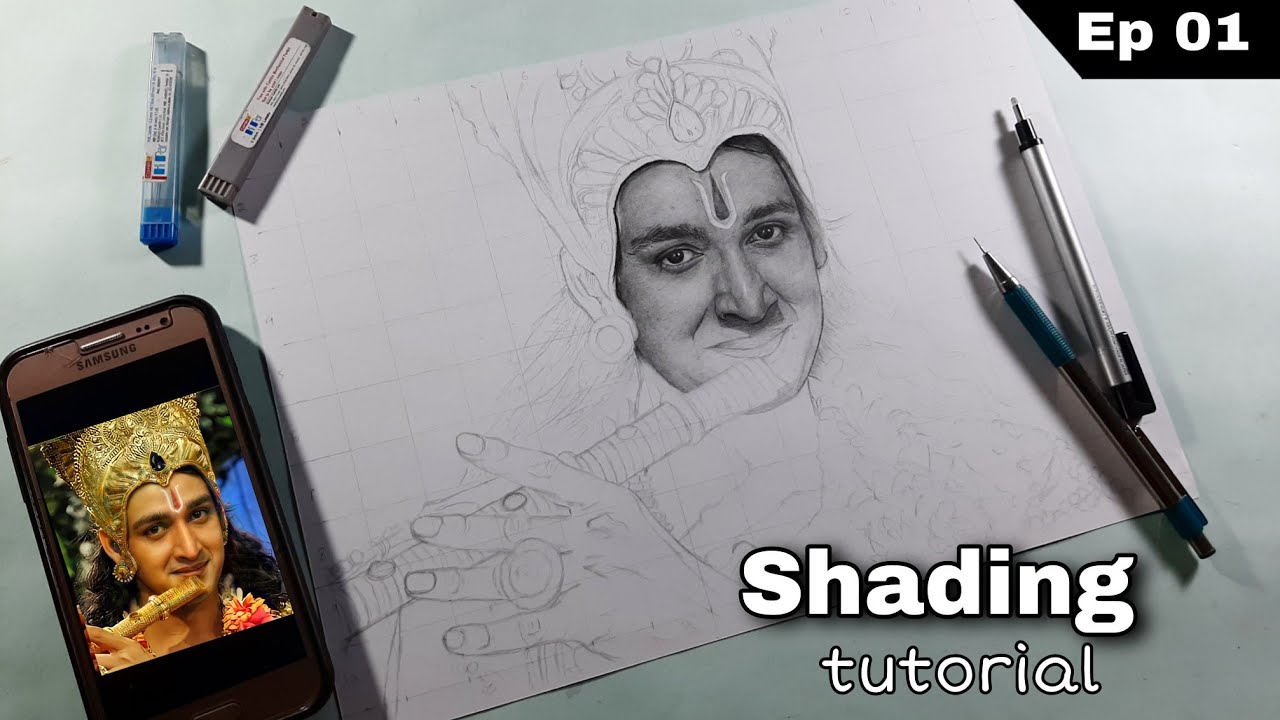 Mahabharat Krishna Drawing / shading tutorial Ep 1 ( eye & nose ) / sourabh raaj jain drawing