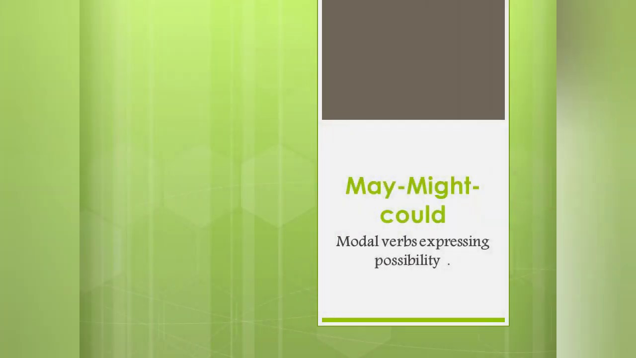 English Modal Verbs- May, Might and Could- talking about possibilities.