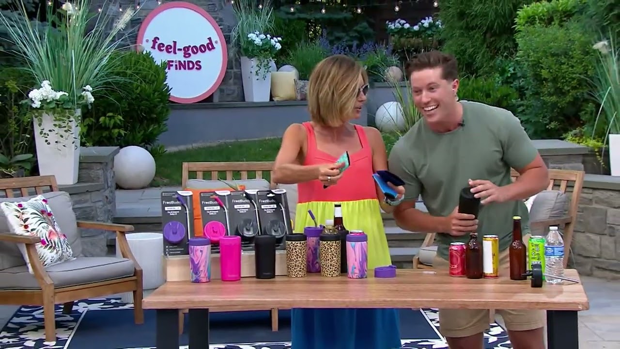 Frost Buddy Universal 2.0 5-Sizes-in-1 Can Cooler w/ Lid & Straw on QVC