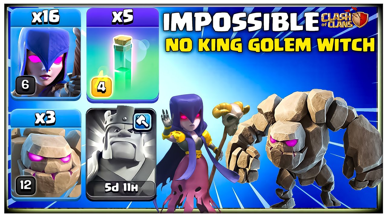 IMPOSSIBLE ARMY!! Th15 No King Golem Witch Attack Strategy | Best TH15 Attack | Clash of Clans