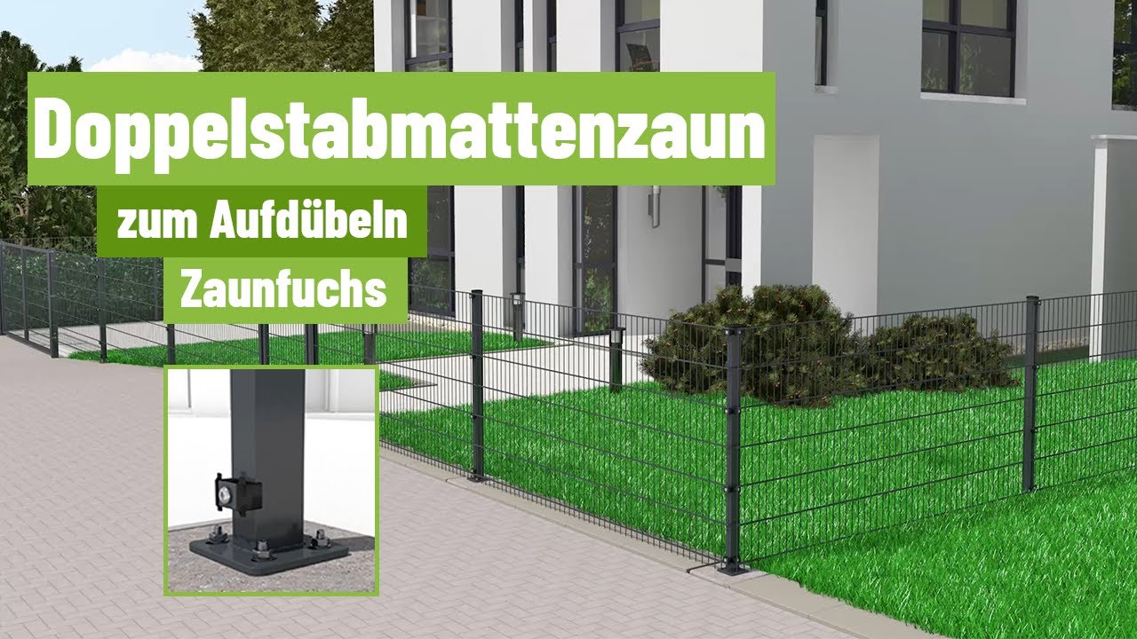 Zaunfuchs.de – Montage Doppelstabmattenzaun zum Aufdübeln