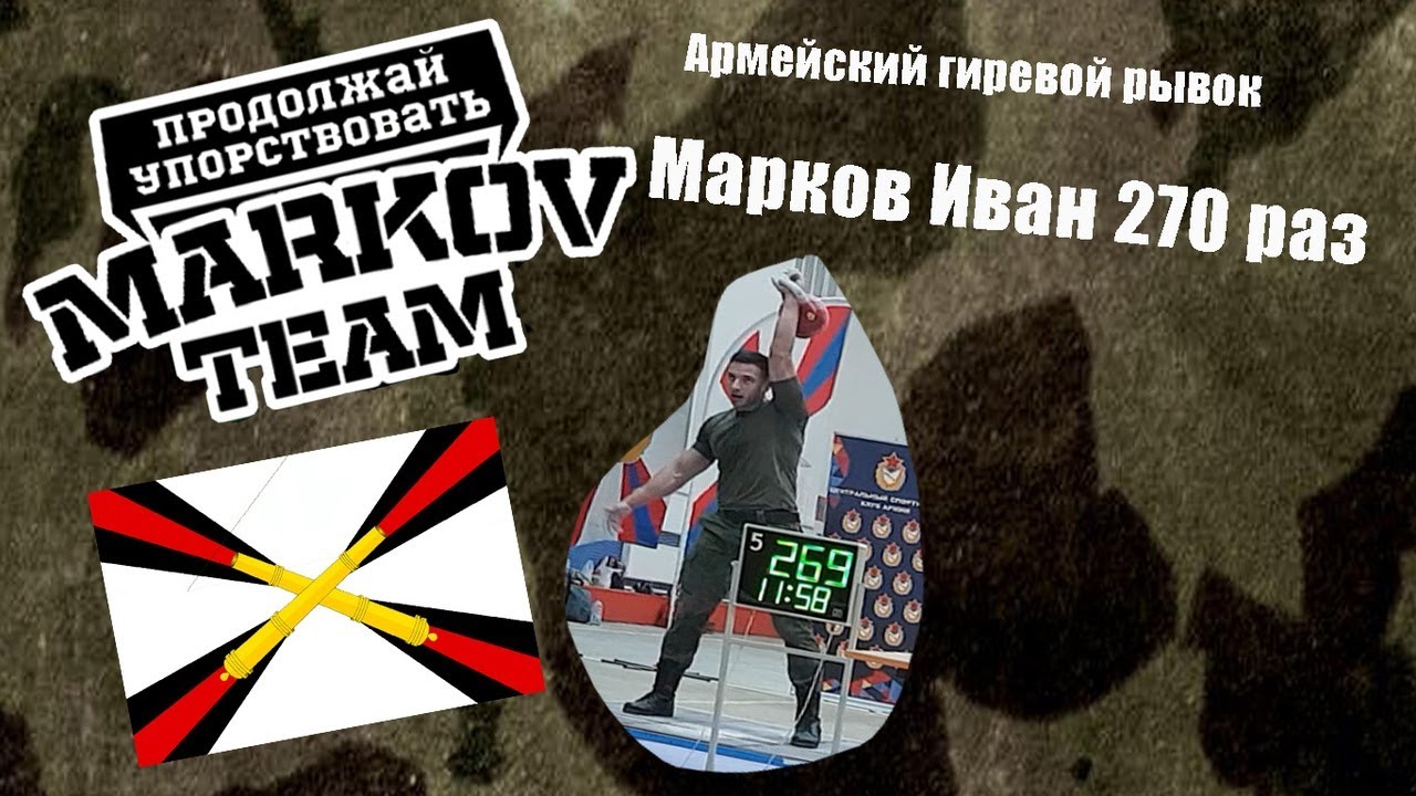 Армейский гиревой рывок 32 кг | Марков Иван 270 раз| Продышался