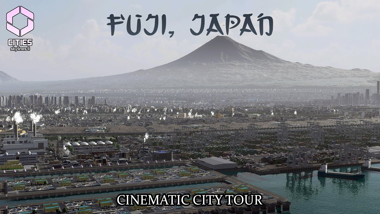 Cities Skylines 2 | Fuji, Japan (к западу от города) | Экскурсия по городу | Cinematic Mode