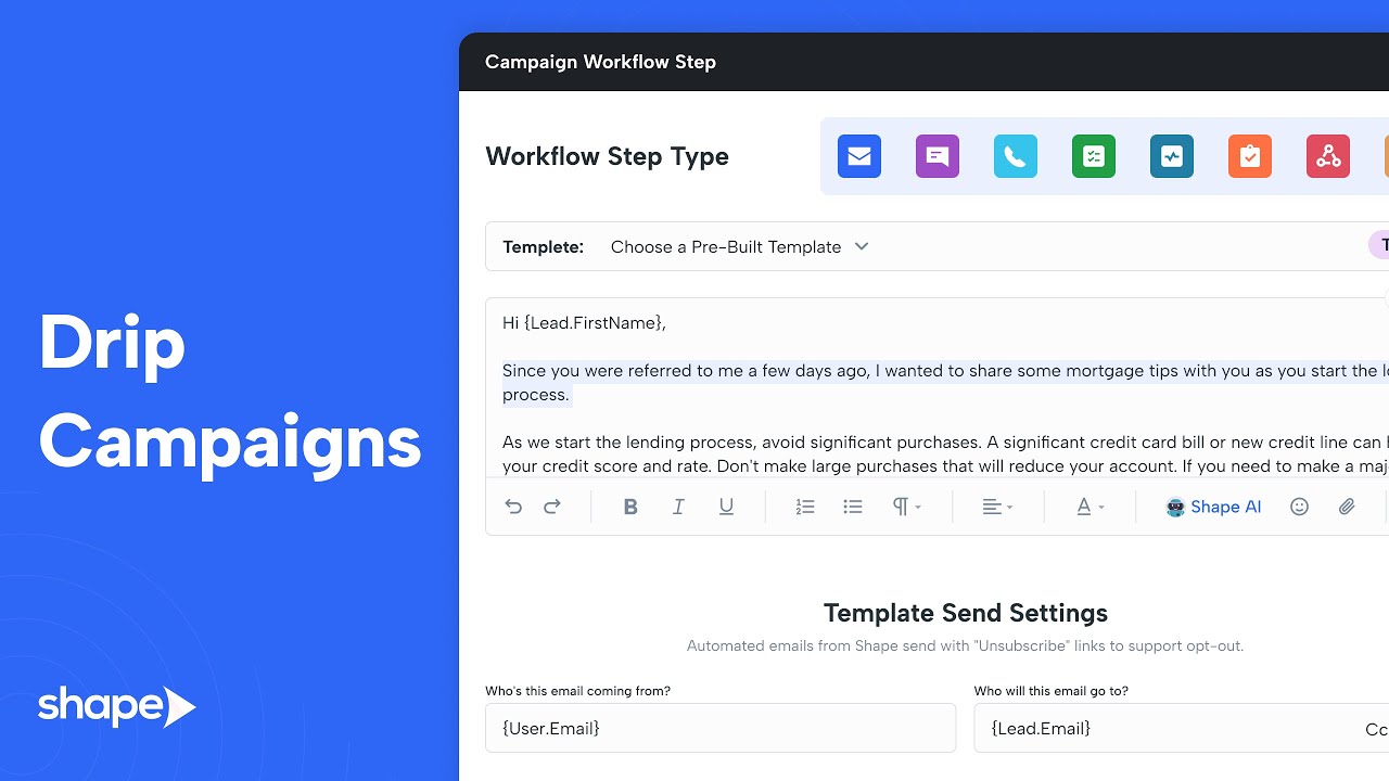 Drip Campaign Automation in Shape Software CRM