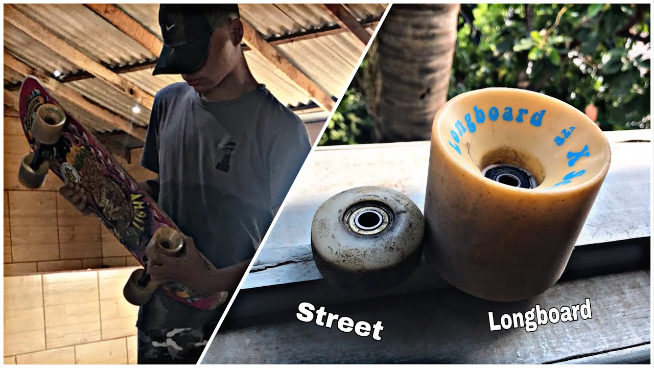 COLOQUEI AS RODAS DO LONG NO MEU SKATE!?(muito esquisito🤨)