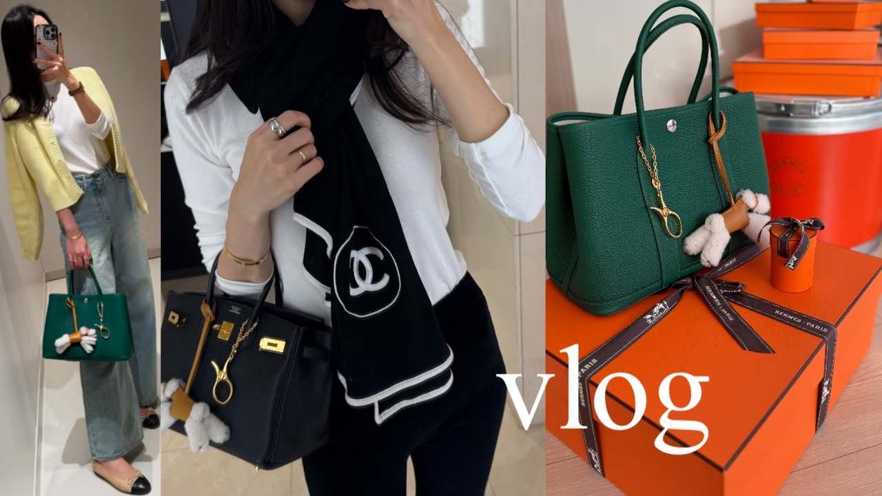 vlog_ 디올 뚜주흐백 사러갔다가, 워크인으로 에르메스 가든파티30 득템한 일상🍊💚 피부과day 텐써마 & 보톡스💉, 코스 COS 신상 하울, 쇼핑브이로그