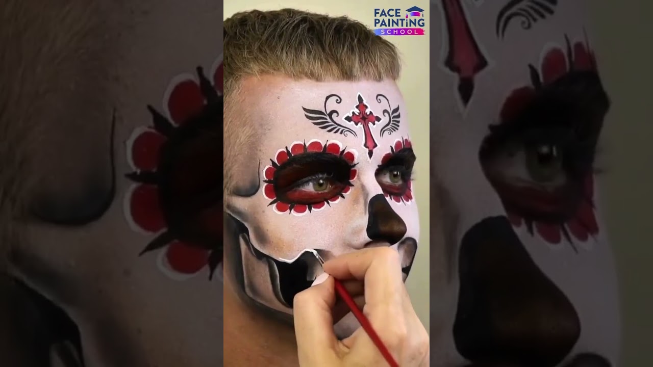 Catrin Sugar Skull for Men face paint tutorial #shorts