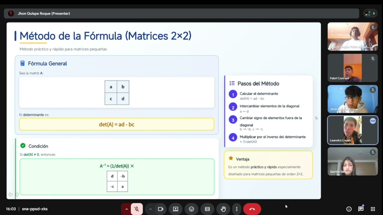 Matriz inversa y sus métodos de resolución.