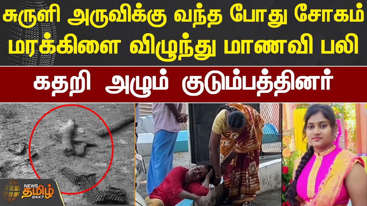 சுருளி அருவிக்கு வந்த போது சோகம்.. மரக்கிளை விழுந்து மாணவி பலி | Theni Suruli Falls | #NewsTamil24X7