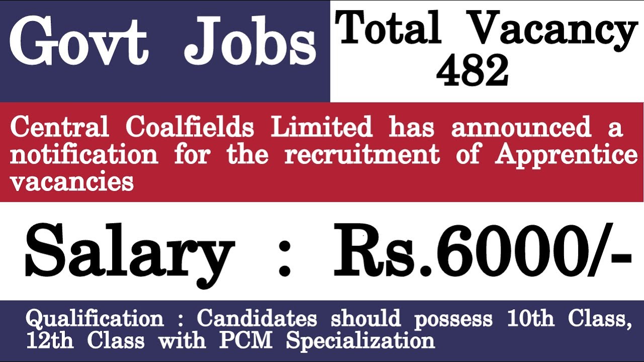 CCL Recruitment 2021 Apply Online for 482 Apprentice Vacancy