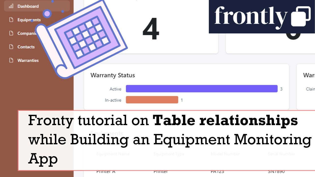 Fronty tutorial on Table relationships while Building an Equipment Monitoring App