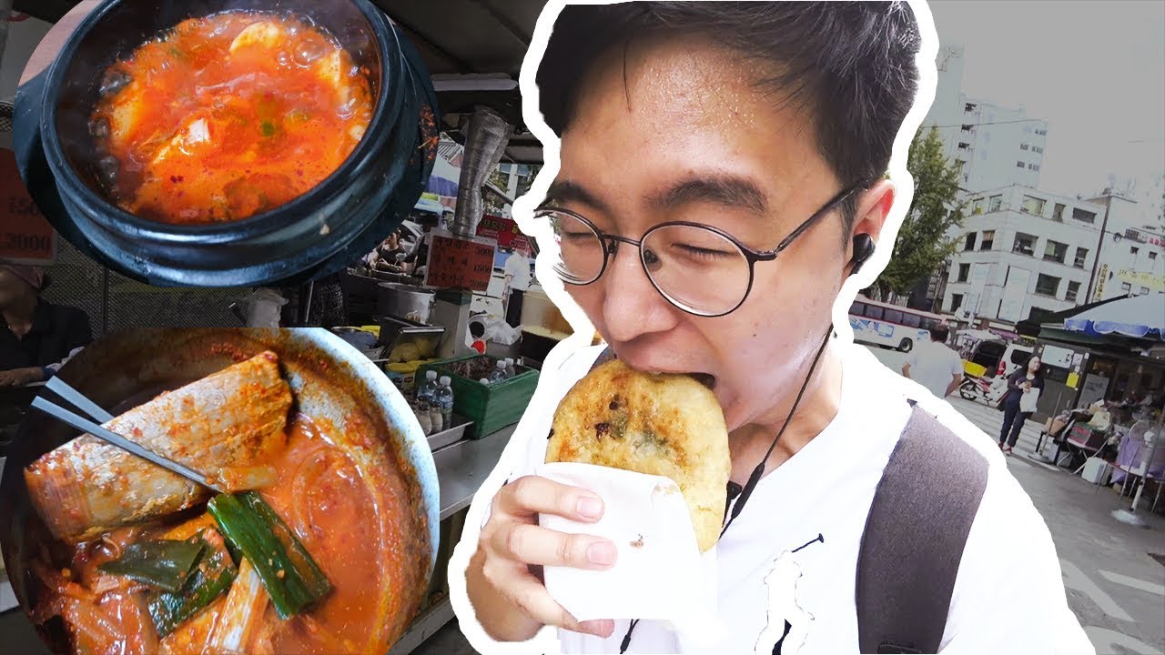 Un dia en Mercado coreano | probando comida callejera | Coreano Normal
