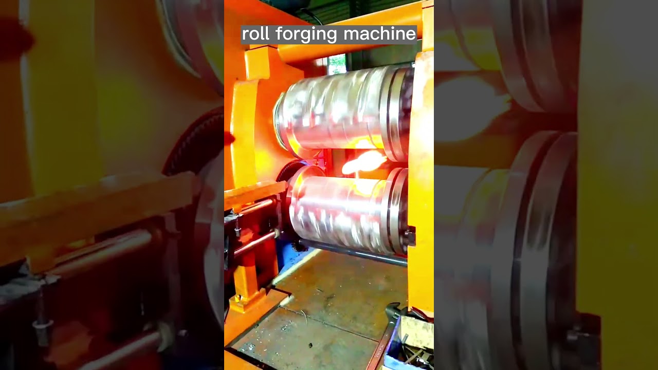 roll forging machine  principle is  pull out from short raw steel to length forging  #rollforging
