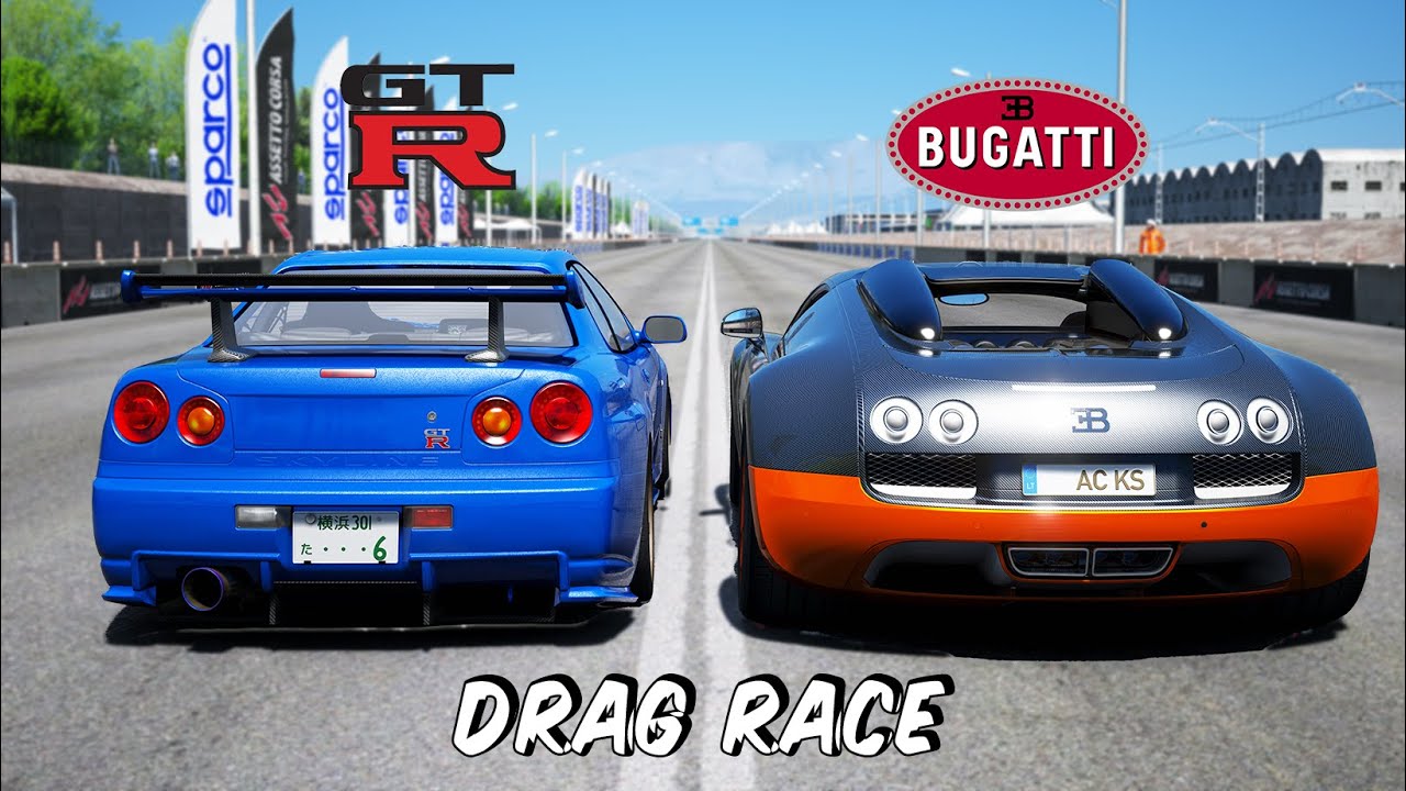 Bugatti Veyron Supersport vs Nissan Skyline GTR R34: DRAG RACE