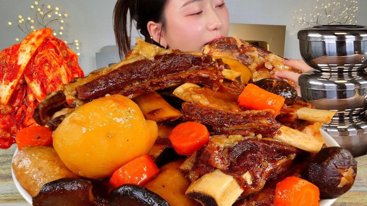 ASMR  직접만든 소갈비찜 공깃밥은 간단하게 3개만 먹을게요!! 한식 리얼먹방 :) Korean cuisine Steamed beef ribs MUKBANG