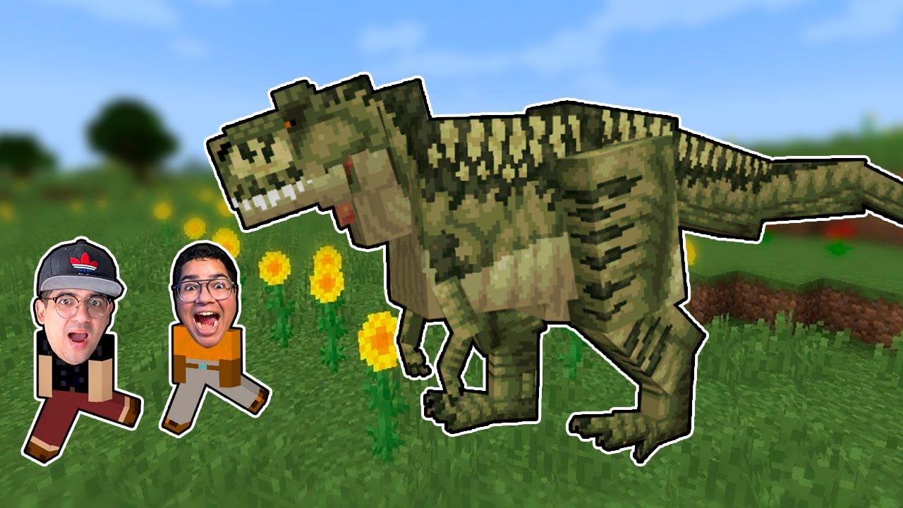 UM T-REX GIGANTE CORREU ATRÁS DA GENTE NO MINECRAFT!