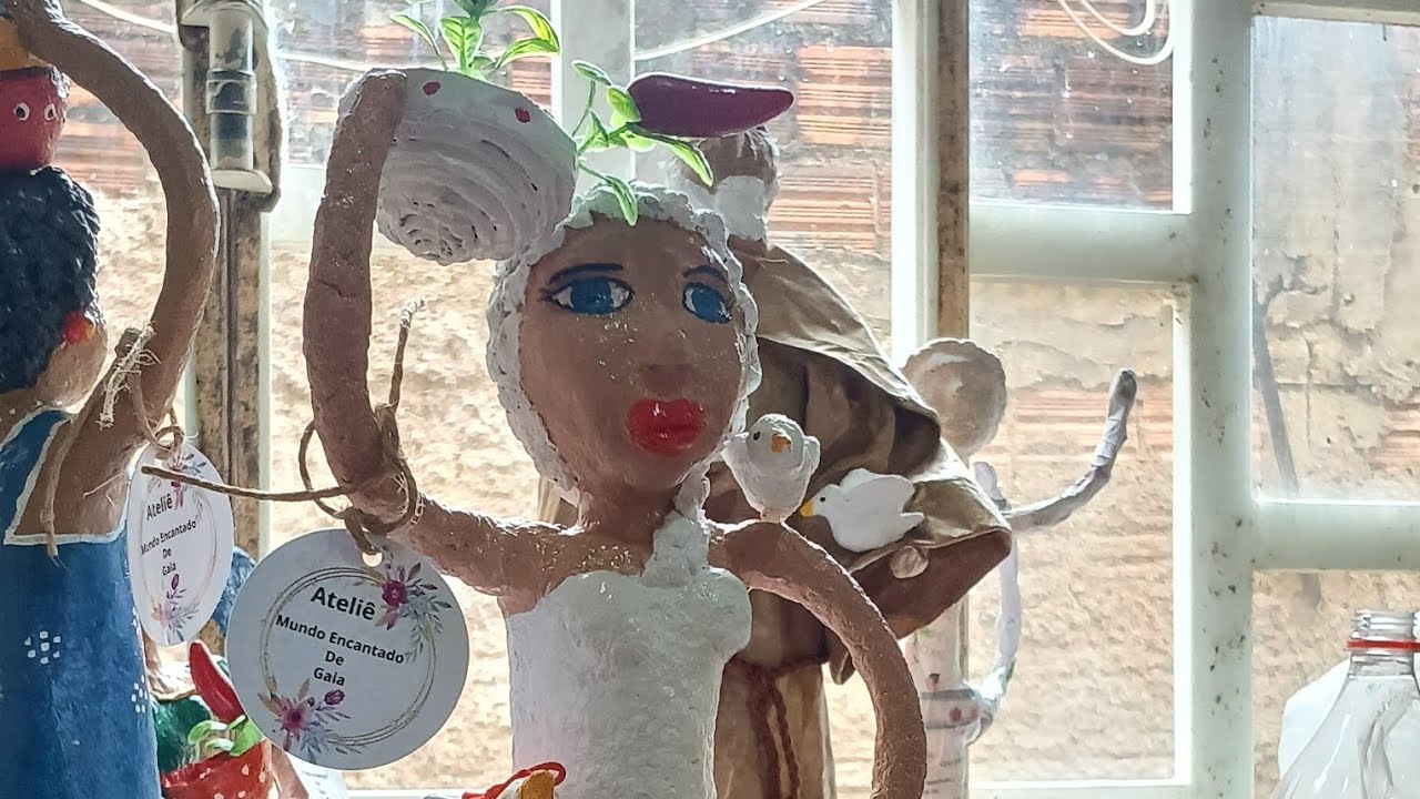 Boneca Branca de Papel Machê com Pássaros | Passo a Passo Completo