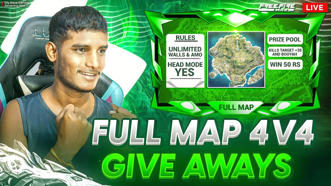 FULL MAP🔥 4 V 4 GIVEAWAYS 🤑 PROVE YOUR GAME PLAY #dhanushffgamer #FFLIVE #TELUGU