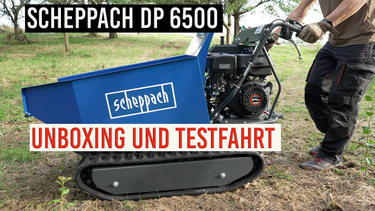 Scheppach DP6500 Kettendumper Unboxing und Probefahrt  Motordumper Raupendumper Muldenkipper Test