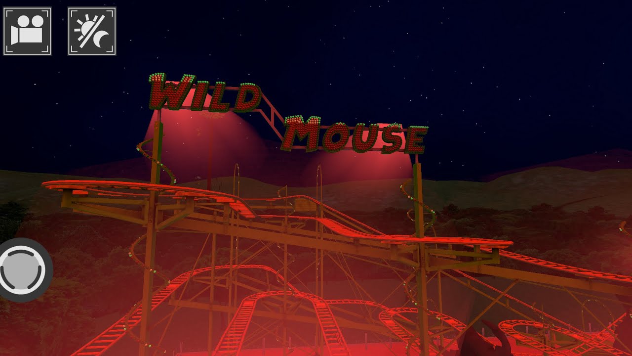 Wilde Maus Kirmessimulator Rollercoaster in der Nacht Vision
