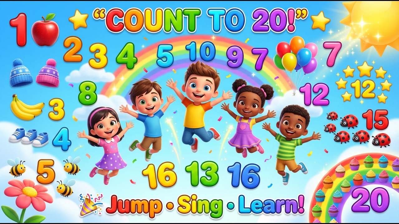 Learn Counting 1 - 20 for Toddlers & Preschool|#nurseryrhymes #animals #cartoon #panda #toddlers #tv