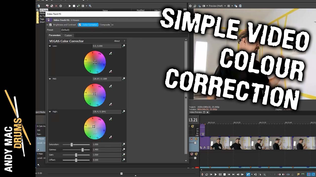Basic Colour Correction in Magix Vegas Video Editor
