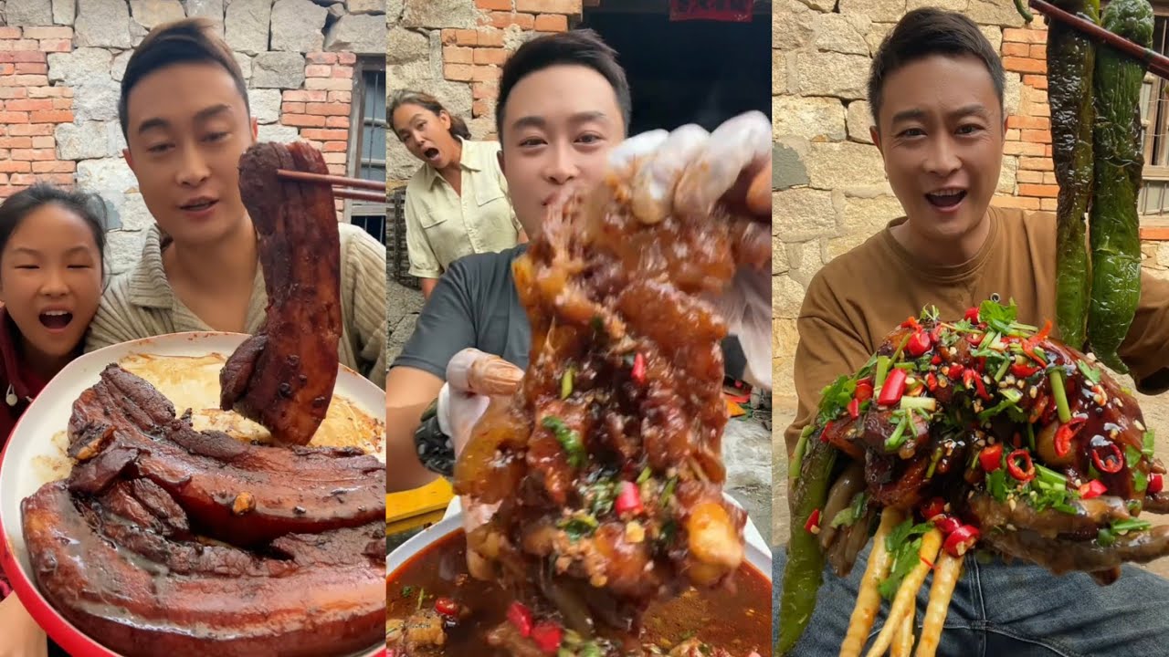 Mukbang #Spicy Noodles 🔥🍜 Pork 🤤 Meat 🍖🥓 Beef Chicken 🍗#mukbang #pork #beef #delicious 