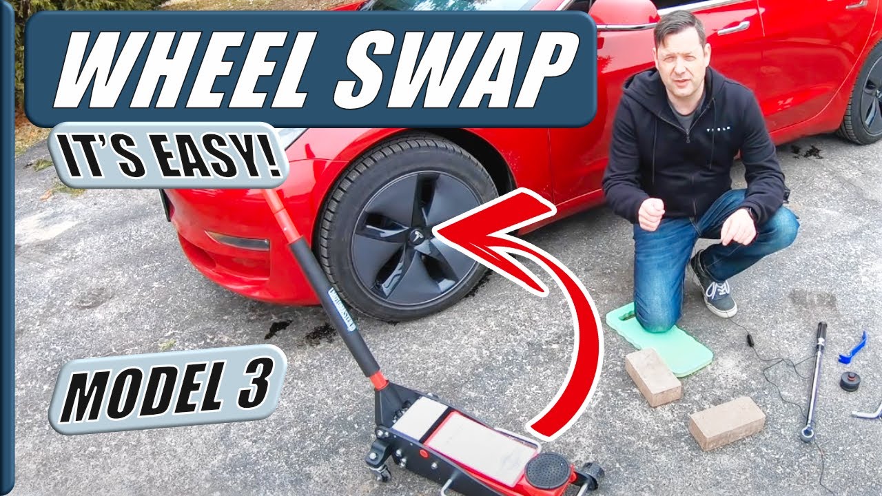 Tesla Model 3 Wheel Swap Winter Tires (DIY at home)