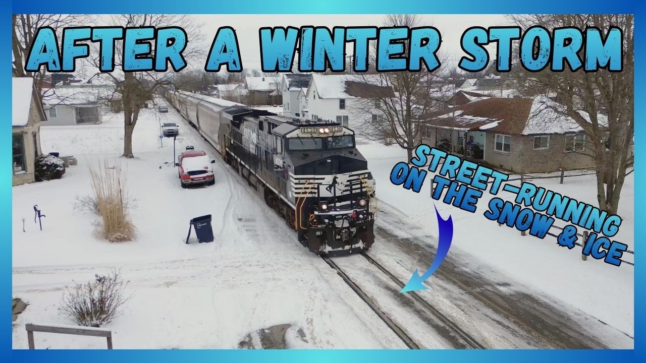 Fast street-running trains after a winter snow storm... Running on 