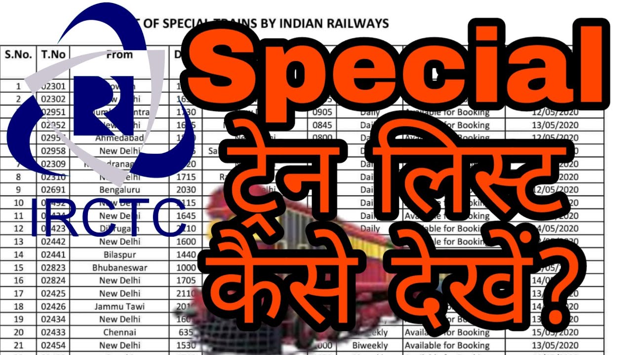 IRCTC Special trains List | Special train list kaise dekhe | Railway New Special train list lockdown