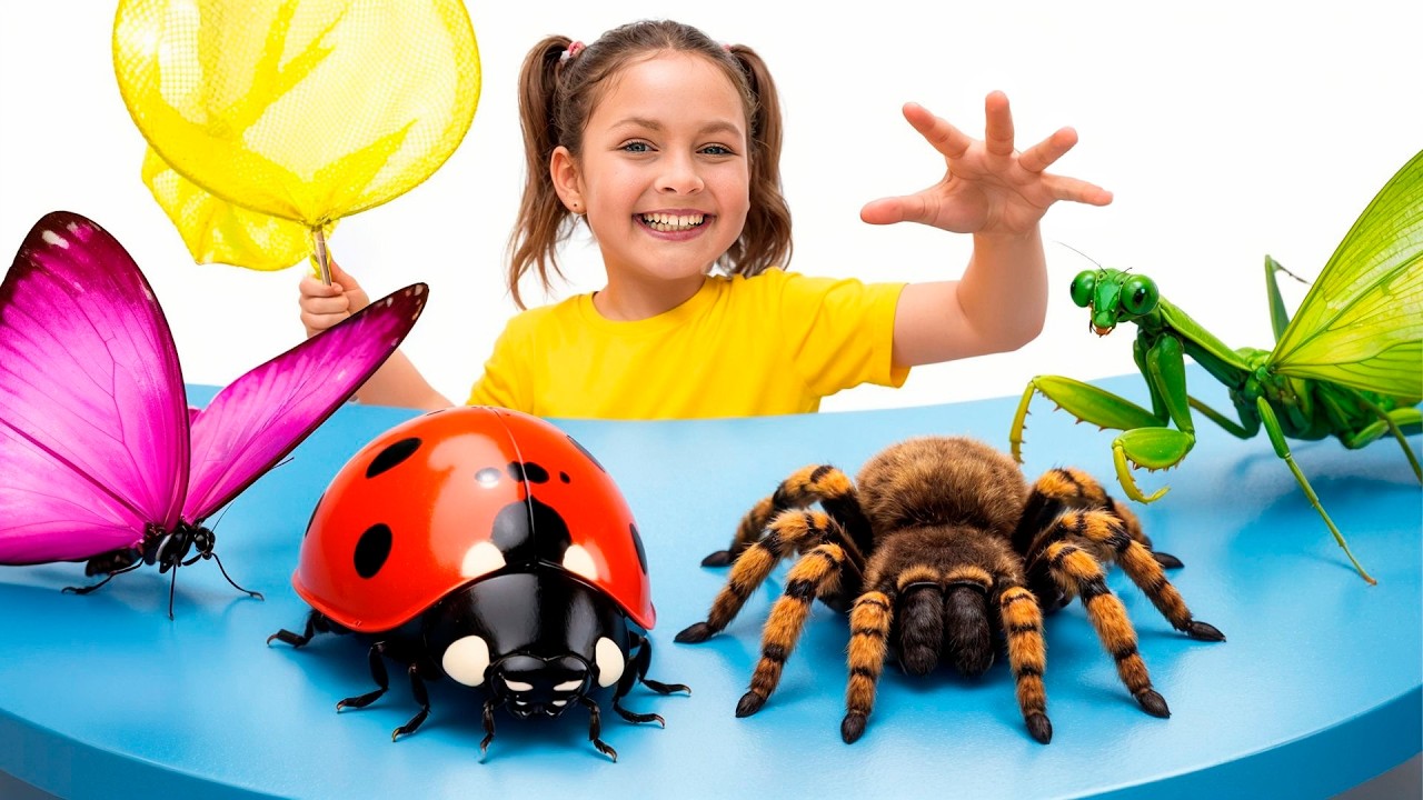 Kids Catch GIANT Bugs at Home, Pretend Play and Learn Insect Facts
