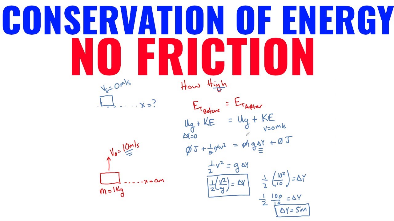Conservation of Energy (Gravitational and Kinetic) NO FRICTION | How Fast? and How High? Example