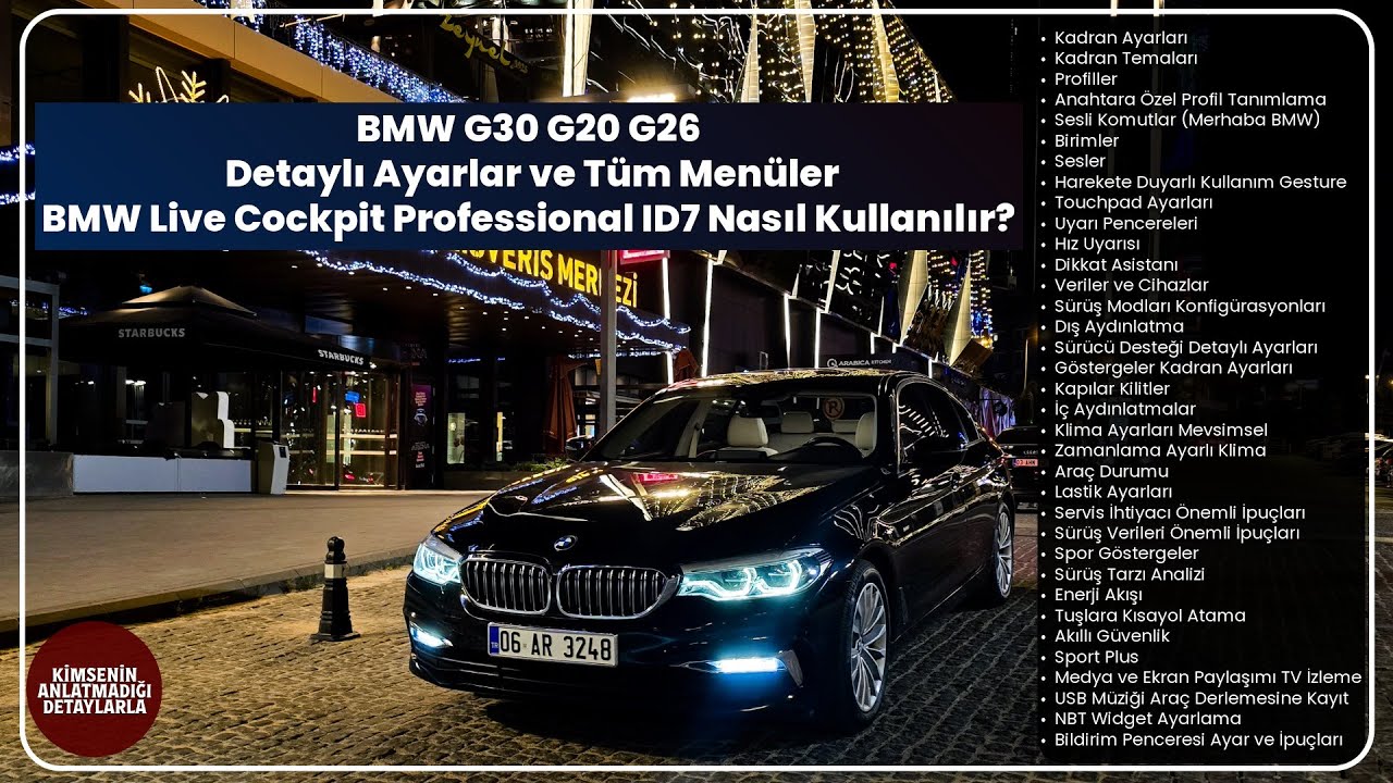 BMW G30 G20 G26 Detaylı Ayarlar ve Tüm Menüler - BMW Live Cockpit Professional ID7 Nasıl Kullanılır?