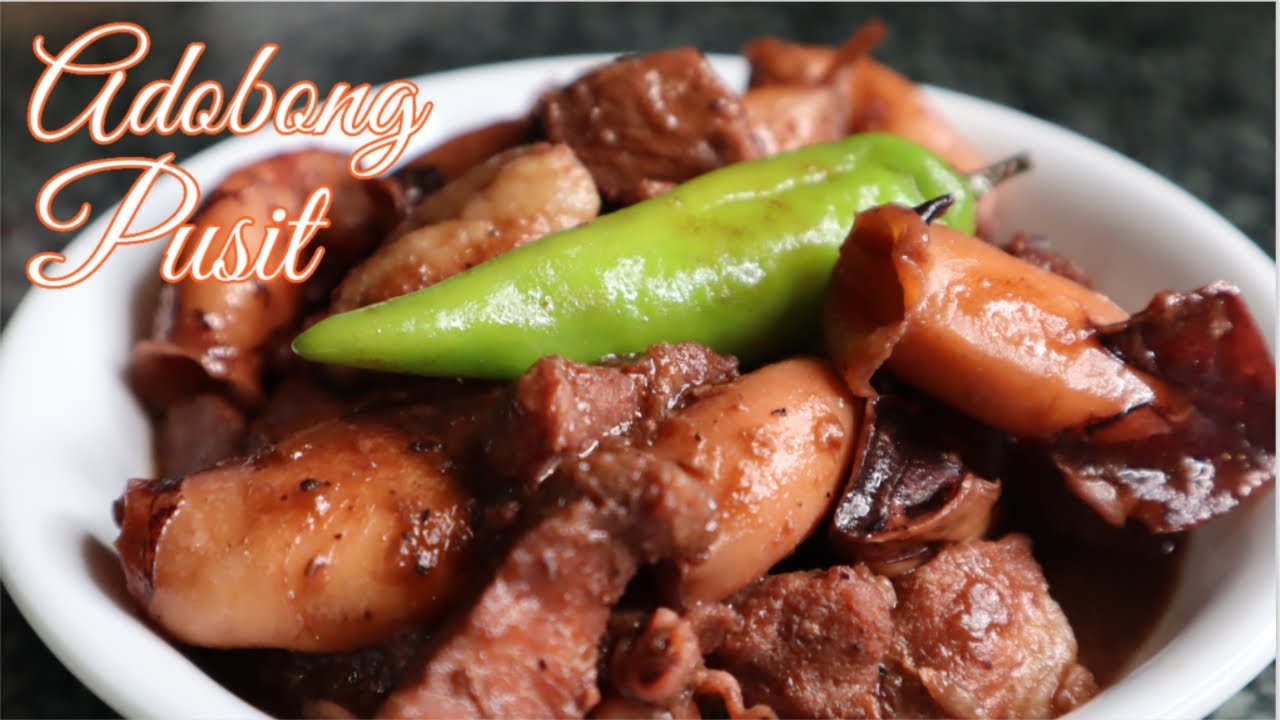 ADOBONG PUSIT WITH PORK ~ SWEET STYLE ADOBONG PUSIT