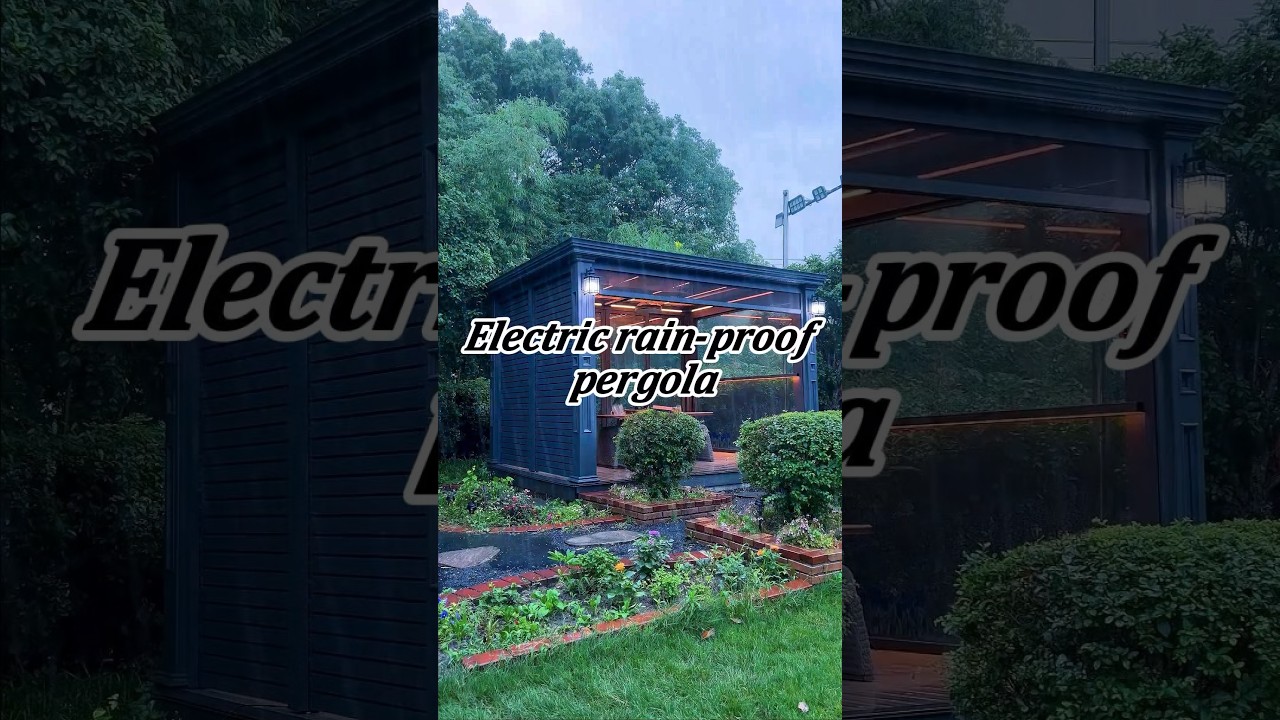 Electric rain-proof pergola. #gazebo #outdoorpatiodesign #backyardideas #garden #outdoorlivingideas