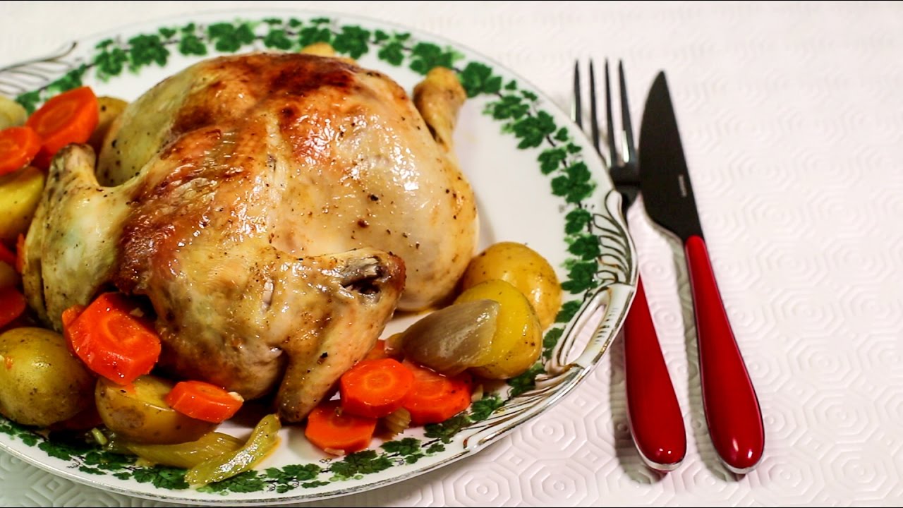 H&Auml;HNCHEN und GEM&Uuml;SE im BRATSCHLAUCH zubereiten