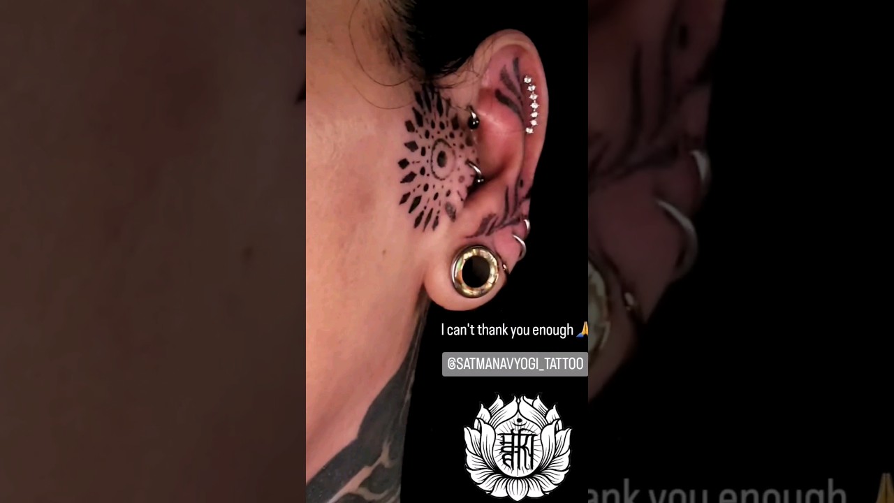 Ear & Face tattoos reveal! 🙌 #eartattoo #tattoo #tattoojourney#tattooshorts #bodysuitinprogress #ink