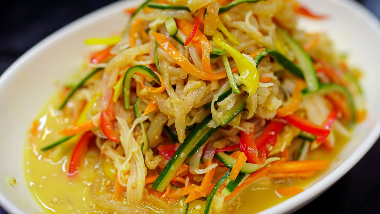 해파리냉채 겁내지 말고 집에서 쉽게 만들어 보세요! 이거 넣고 숙성 시키면 무조건 맛있습니다