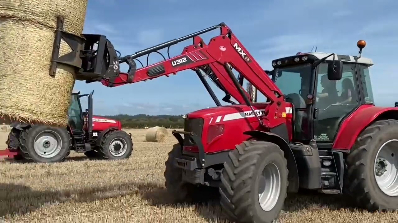 Cumbrian Farming’25 MF 6480 & 7480 team clear the straw bales from the fields!