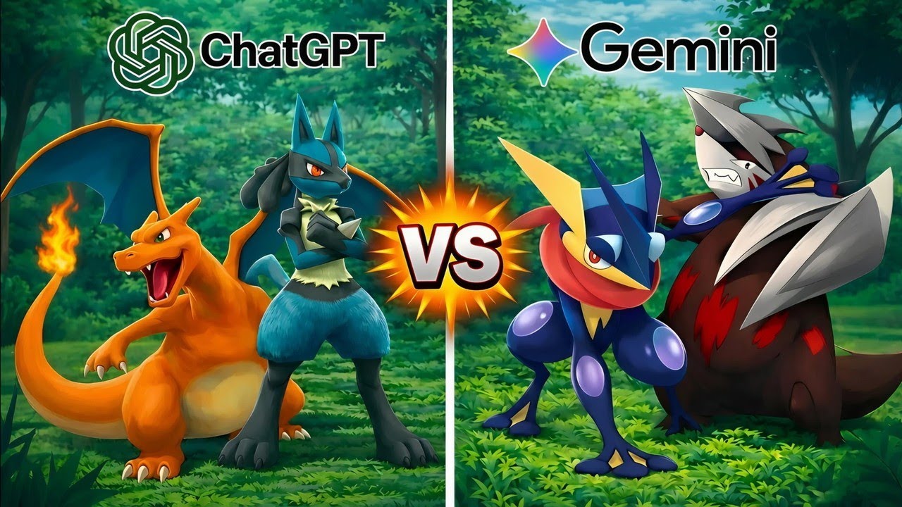 ChatGPT vs Gemini Pokemon Battle (AI vs AI) | Part 1