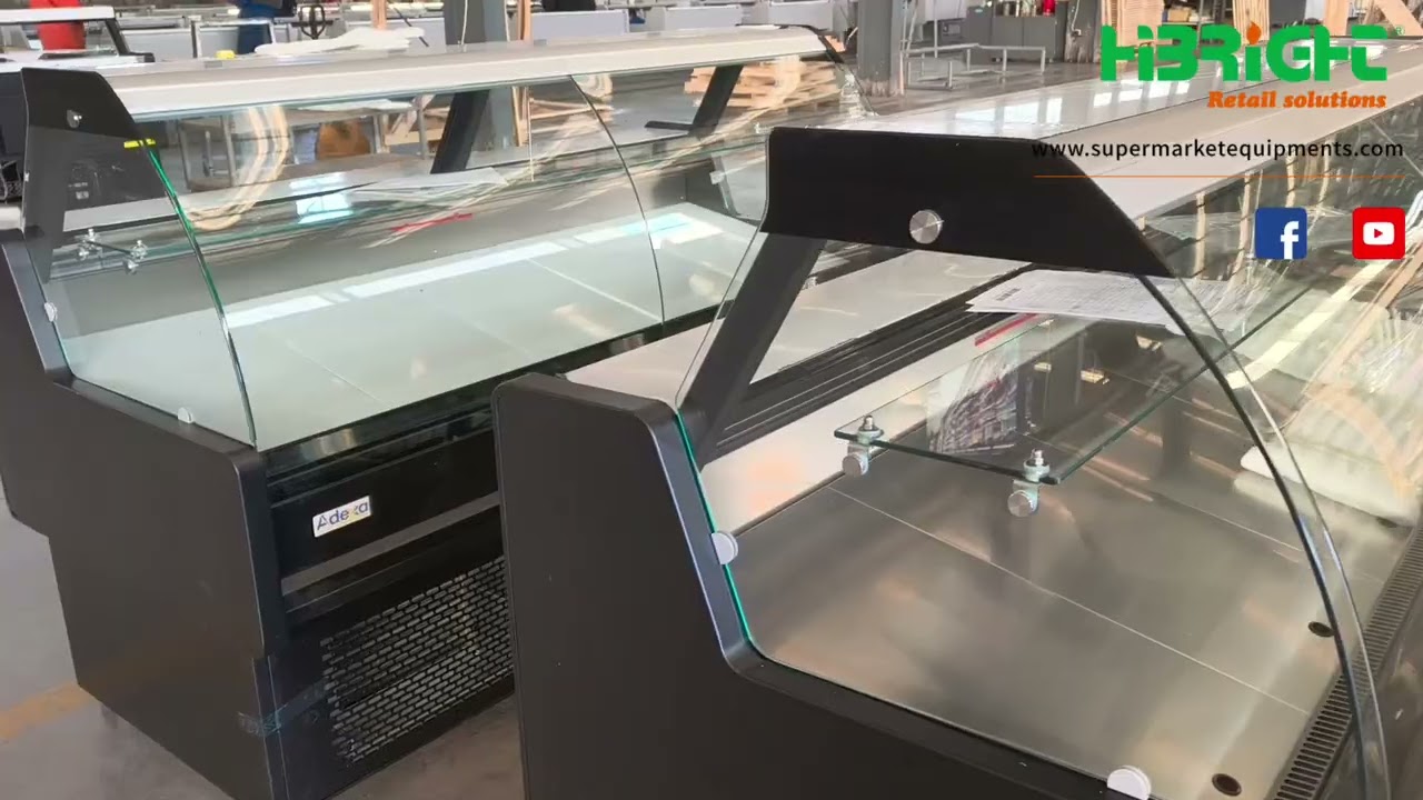 Meat Display Chiller with PET Night Curtain, It Could Open from Bottom Side.